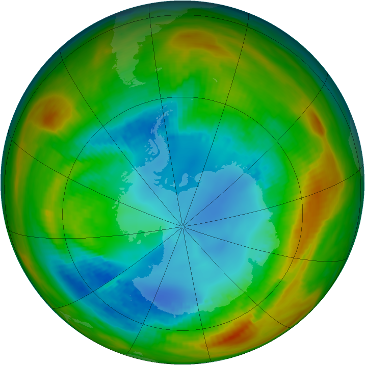 Antarctic ozone map for 14 August 1984